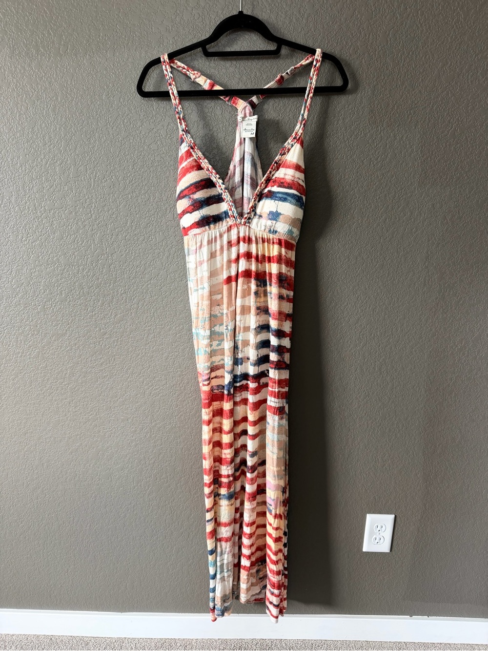 American Rag Striped V-Neck Maxi Dress in Red, Navy, Beige, Cream